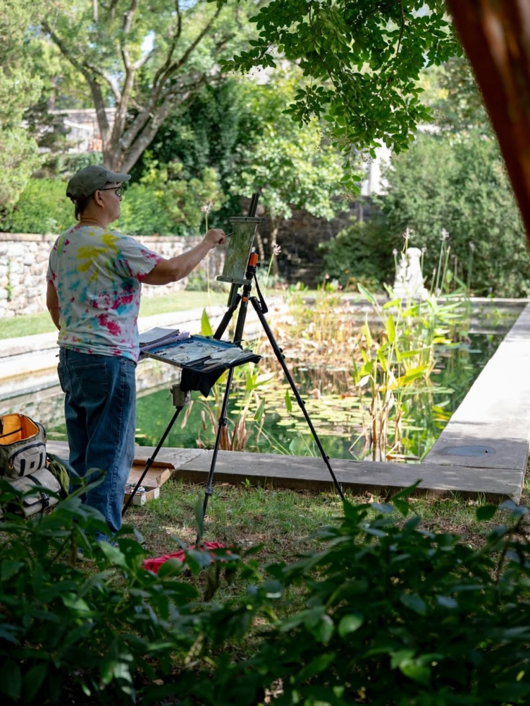 sarah baptist at marion coffin gardens Sarah painting en plein air