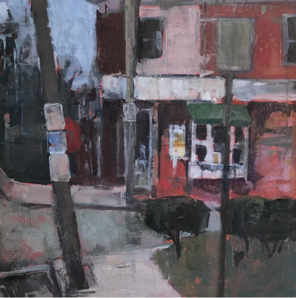 little-italy-sarah-baptist-urban-landscape.webp studio painting of little italy, wilmington, Delaware, Artist Sarah Baptist, urban landscape oil painting