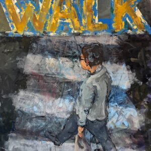 Large urban landscape painting by artist Sarah Baptist is a part of her "Walk" series.
