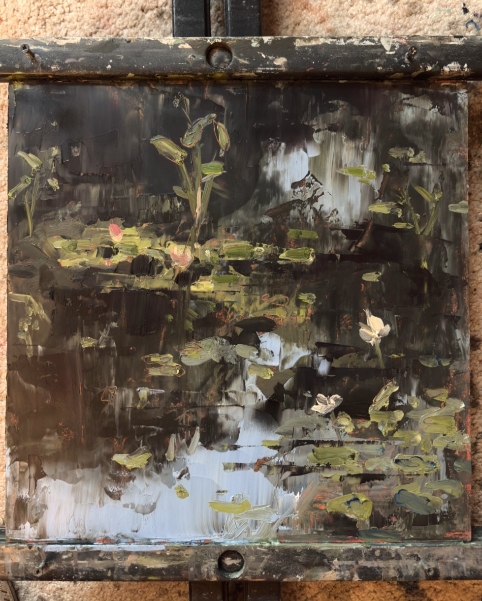 lily pond painting by artist sarah baptist