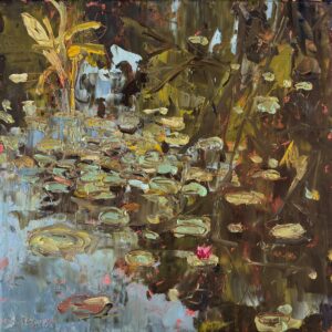 oil apinting of cluster of lily pads-sarah baptist